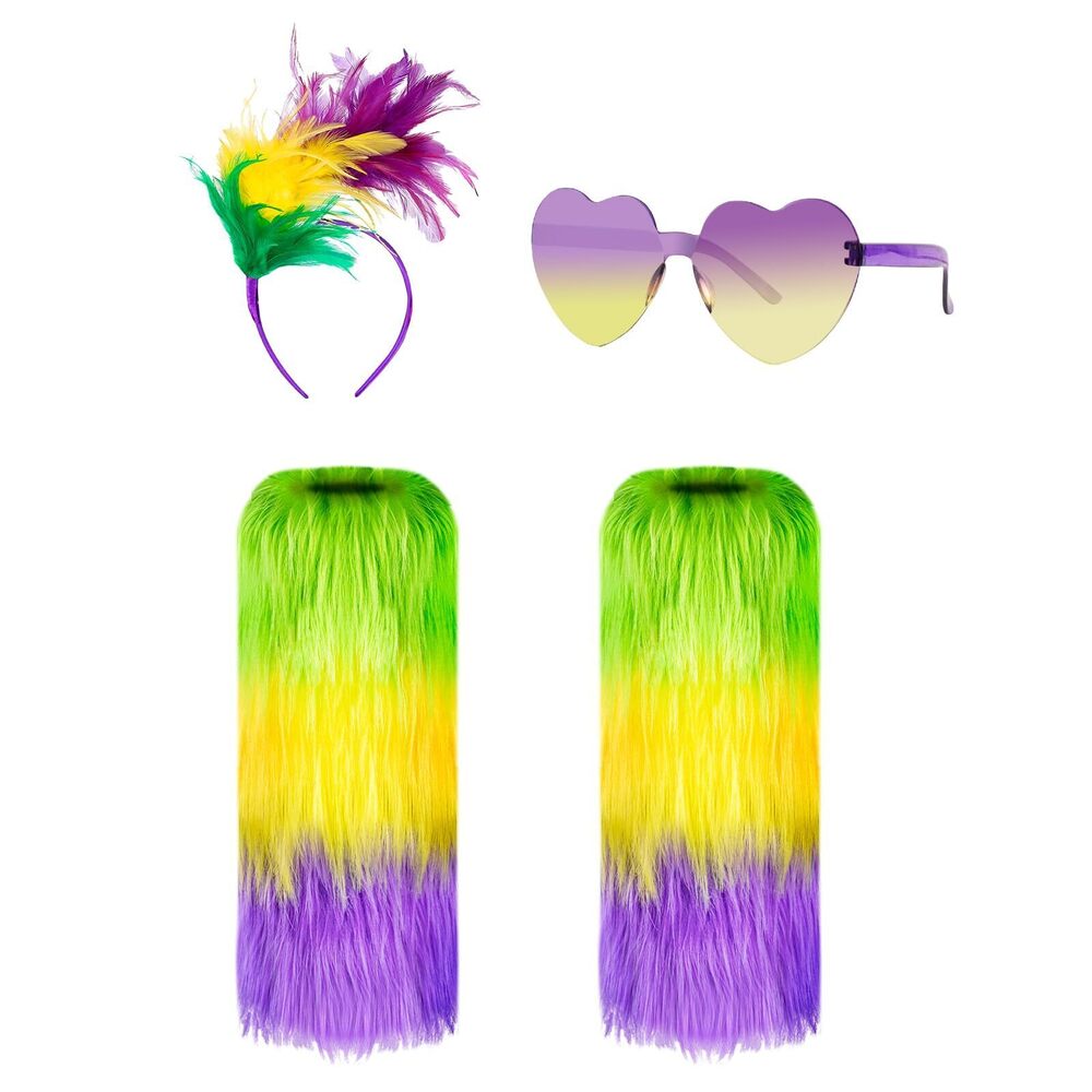 4981 4pcs Mardi Gras Accessory Set Include Mardi Gras Furry Leg